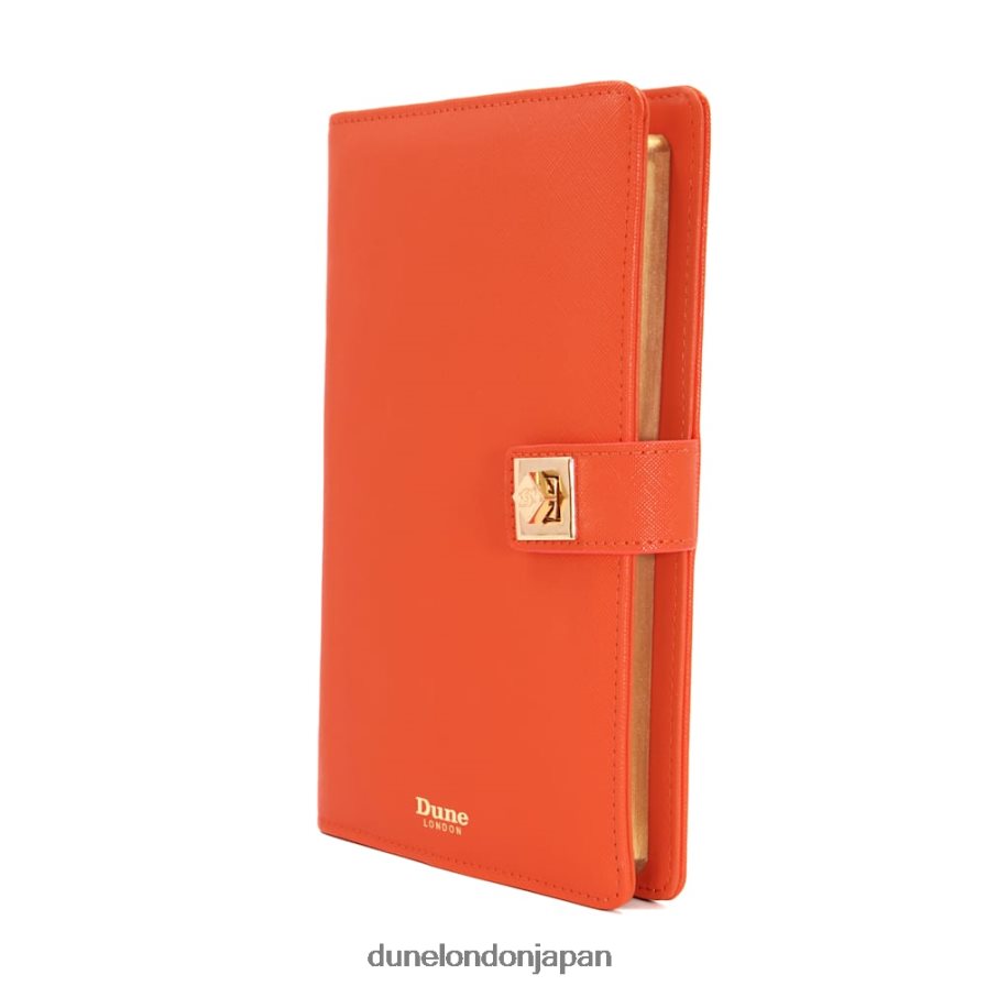 署名済み ターンロックA5ノート オレンジ 女性 Dune London 4JB82R239