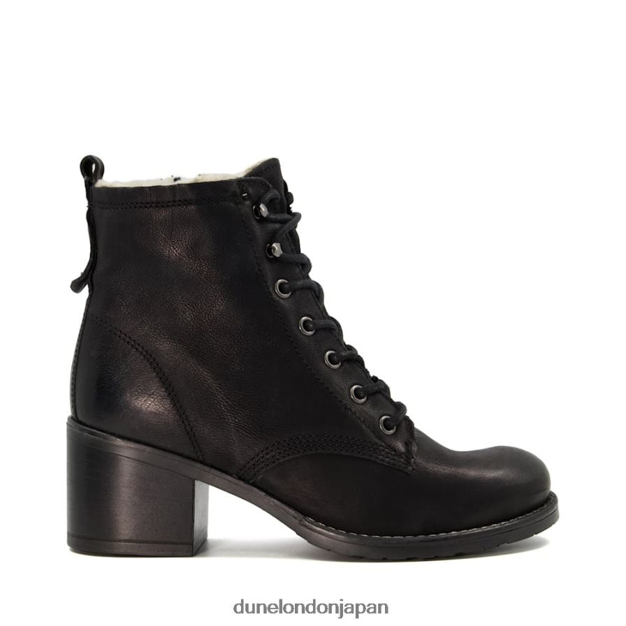 パッツィー・D ライニングレザー ブロックヒール アンクルブーツ 黒 女性 Dune London 4JB82R414