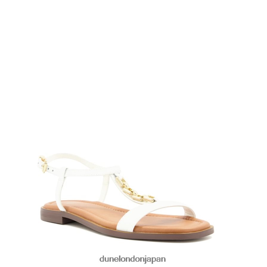ロッティ チェーンクロコパターン フラットサンダル 白 女性 Dune London 4JB82R101