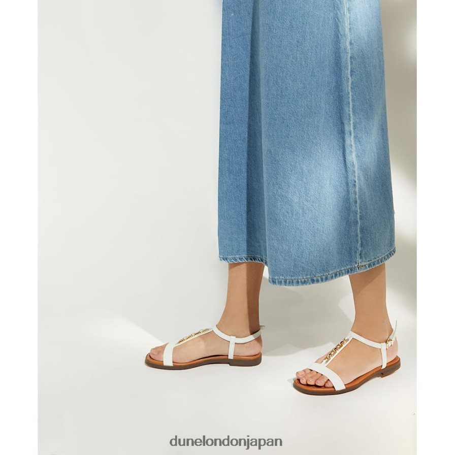 ロッティ チェーンクロコパターン フラットサンダル 白 女性 Dune London 4JB82R101