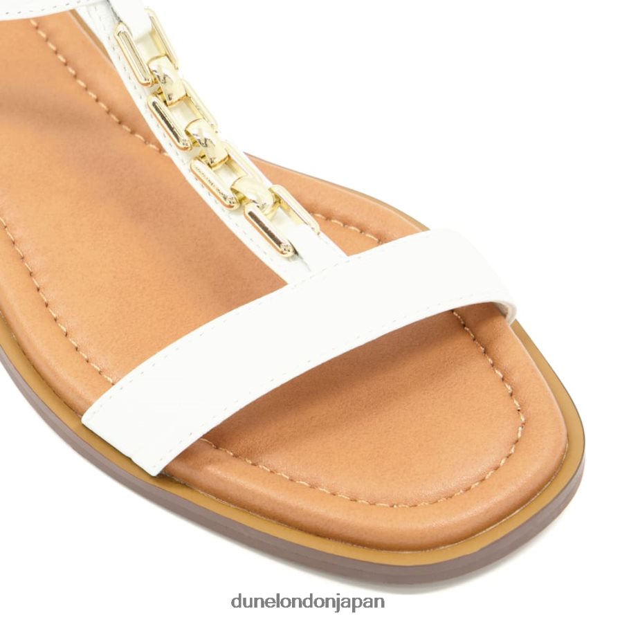 ロッティ チェーンクロコパターン フラットサンダル 白 女性 Dune London 4JB82R101