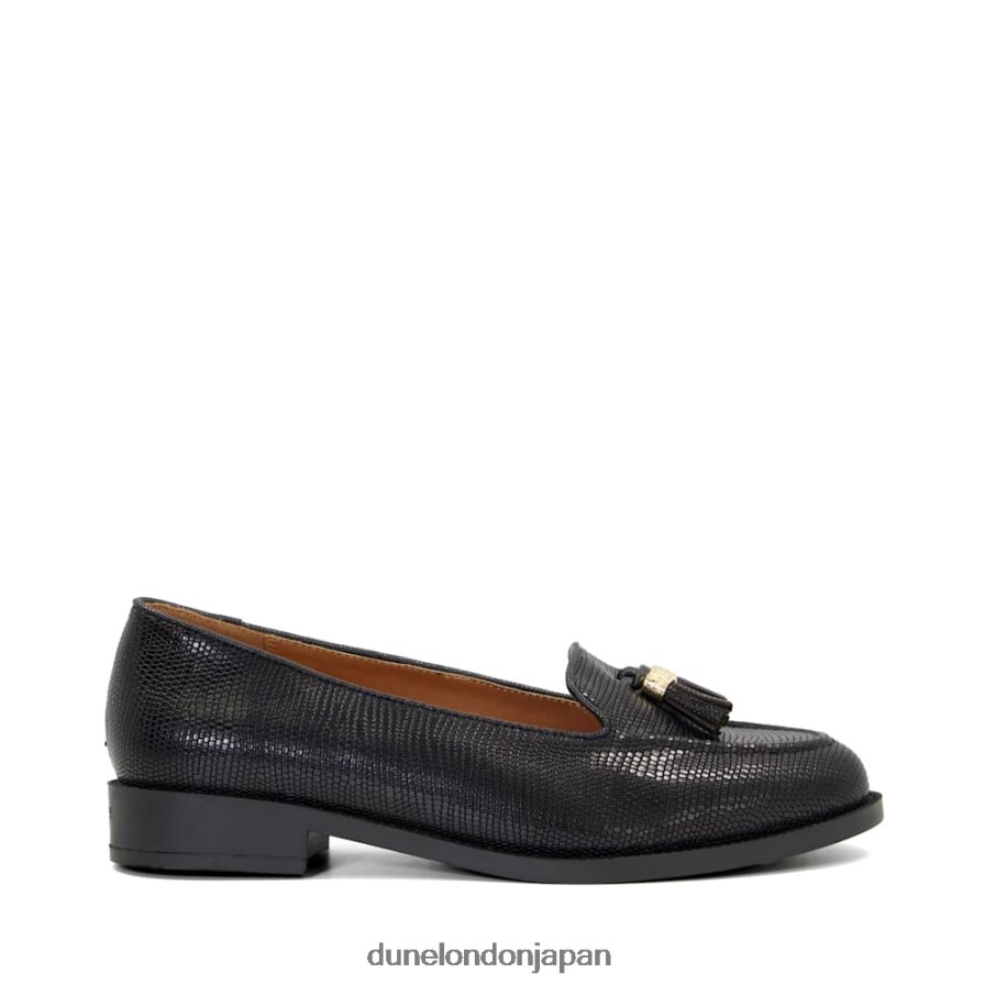 グローバル ワイドフィット タッセルトリム ローファー 黒 女性 Dune London 4JB82R103