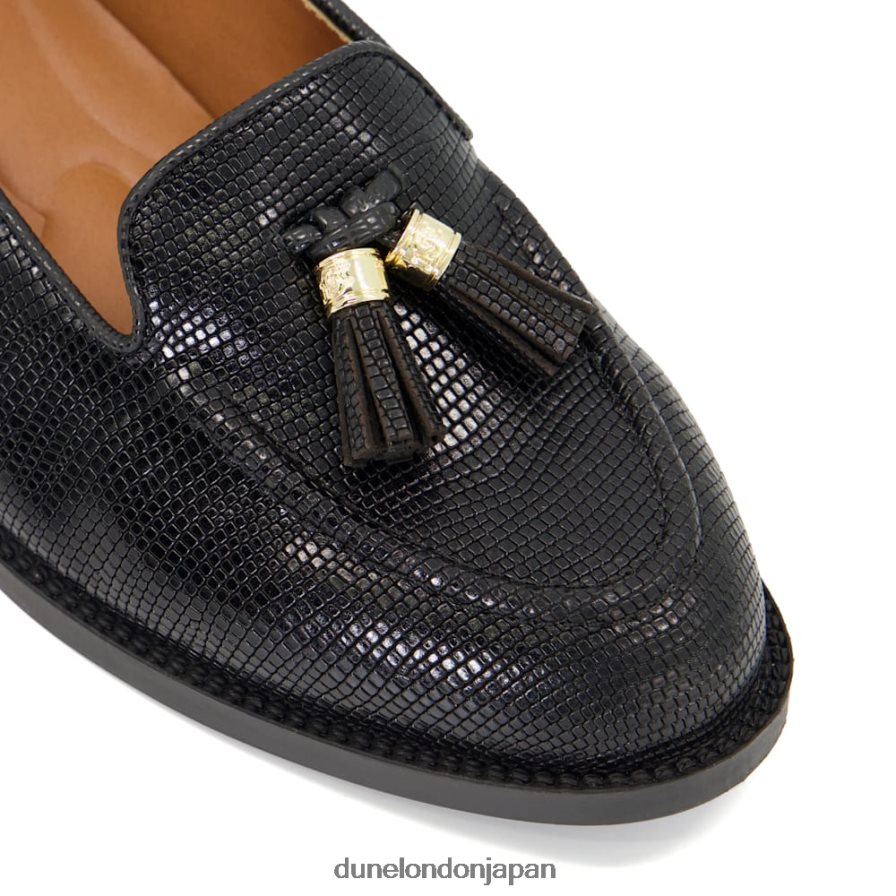 グローバル ワイドフィット タッセルトリム ローファー 黒 女性 Dune London 4JB82R103