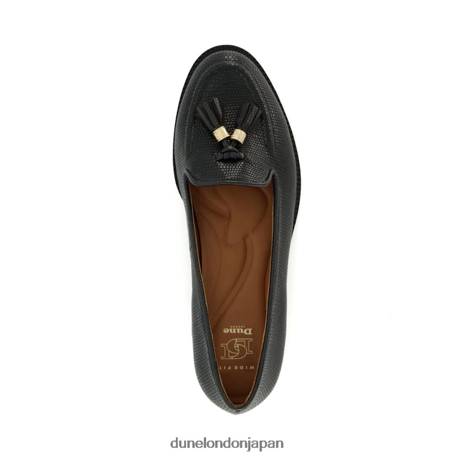 グローバル ワイドフィット タッセルトリム ローファー 黒 女性 Dune London 4JB82R103