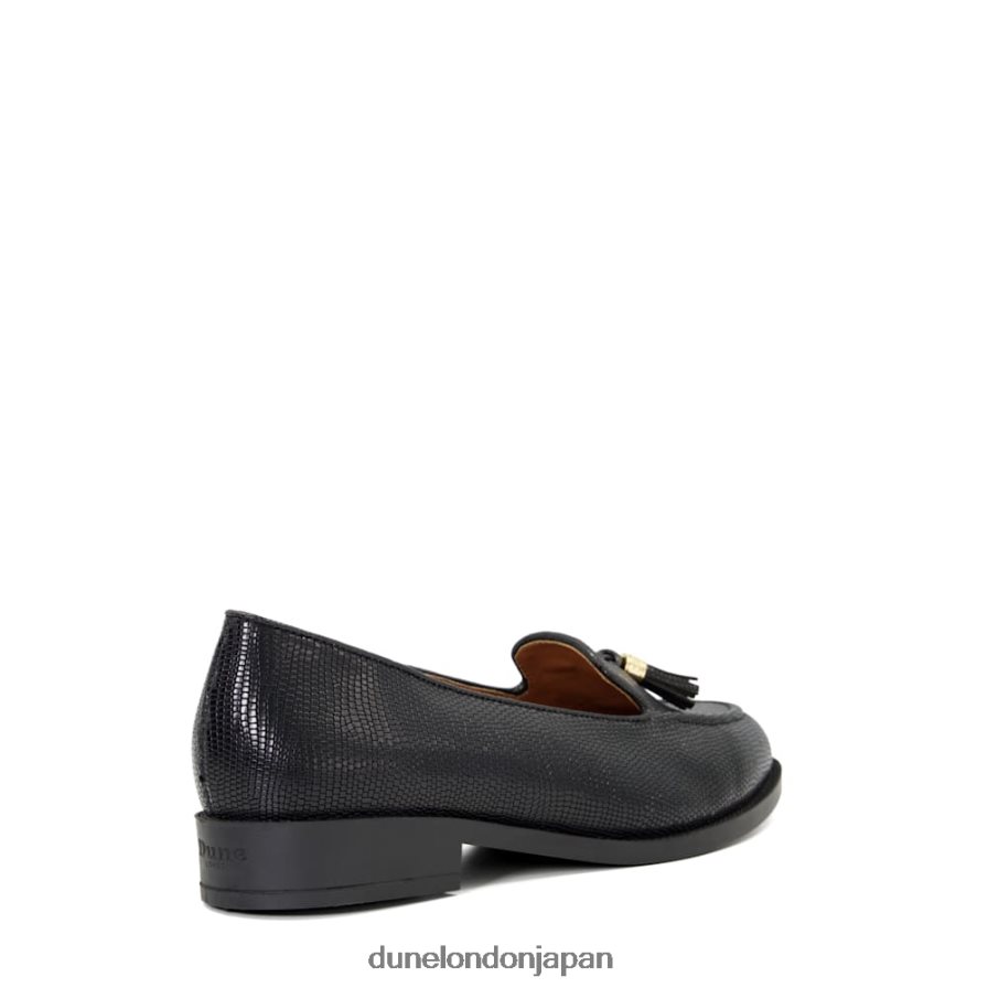 グローバル ワイドフィット タッセルトリム ローファー 黒 女性 Dune London 4JB82R103