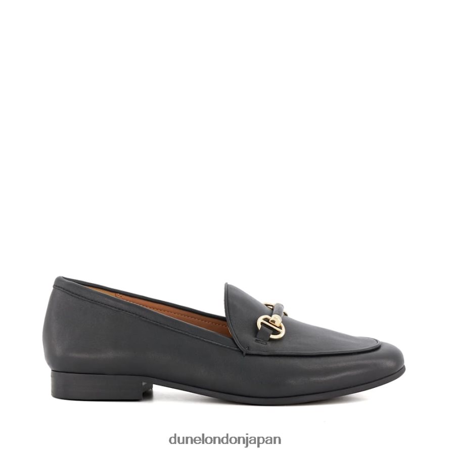 壮大さ ワイドフィット スナッフルトリム ローファー 黒 女性 Dune London 4JB82R105