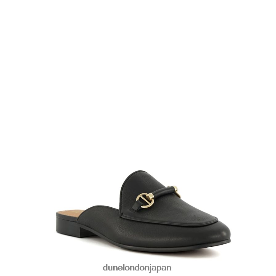 光った スナッフルトリム バックレスローファー 黒 女性 Dune London 4JB82R116