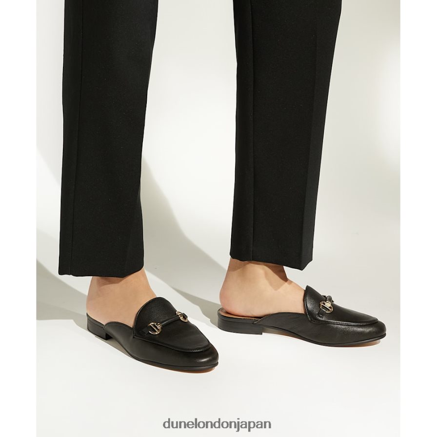 光った スナッフルトリム バックレスローファー 黒 女性 Dune London 4JB82R116