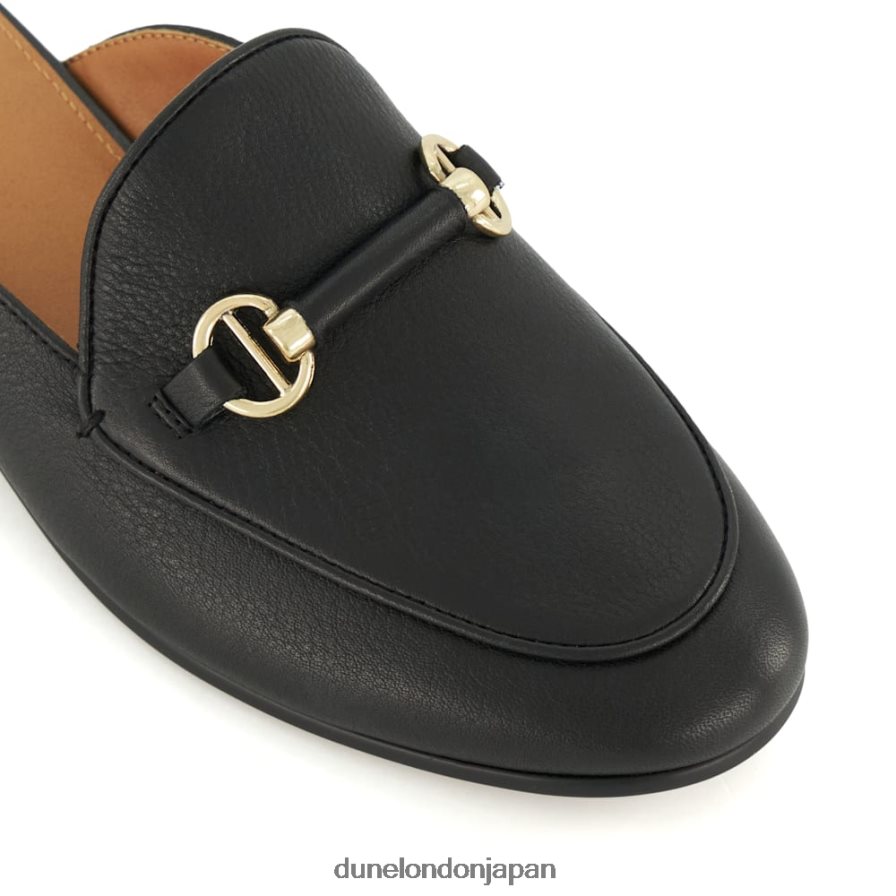 光った スナッフルトリム バックレスローファー 黒 女性 Dune London 4JB82R116