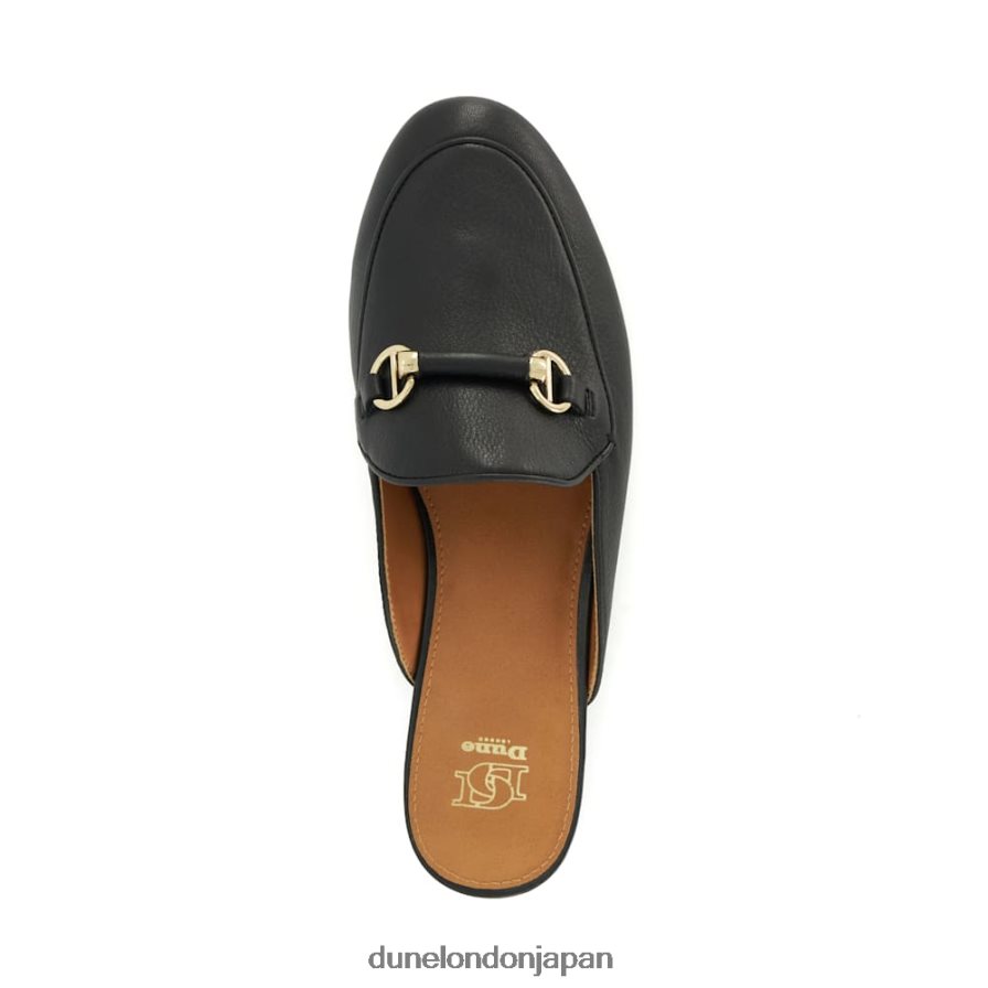 光った スナッフルトリム バックレスローファー 黒 女性 Dune London 4JB82R116