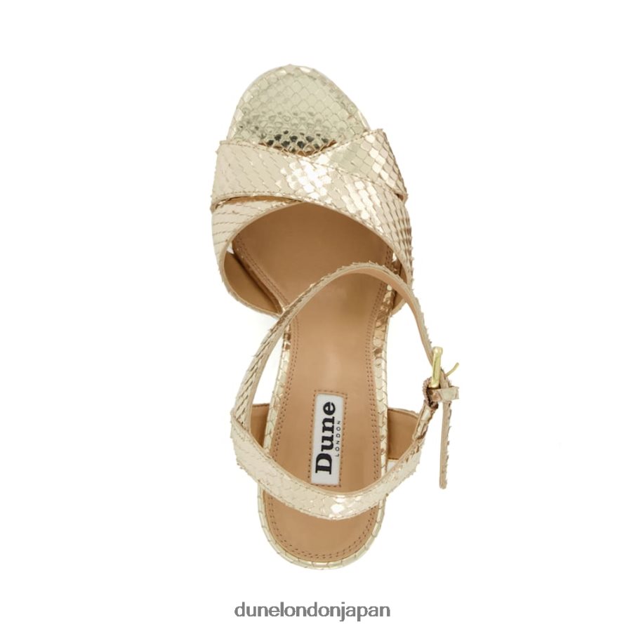 嫉妬深い コルクプラットフォームサンダル 金 女性 Dune London 4JB82R120