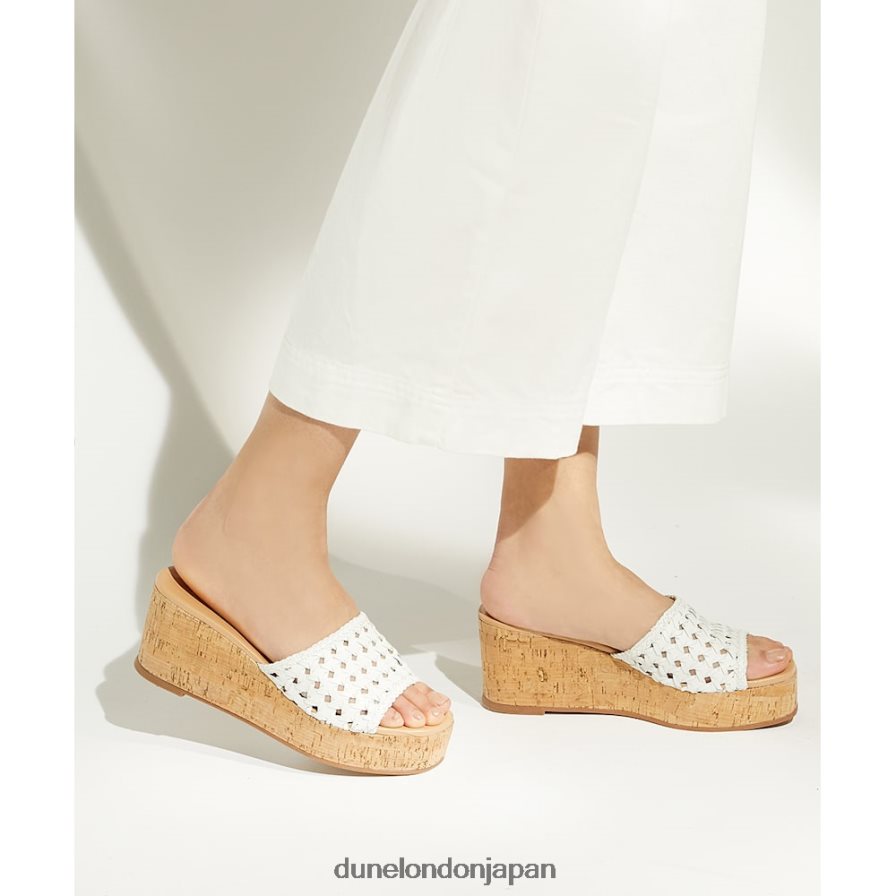 ケイティ コルクウェッジサンダル 白 女性 Dune London 4JB82R122