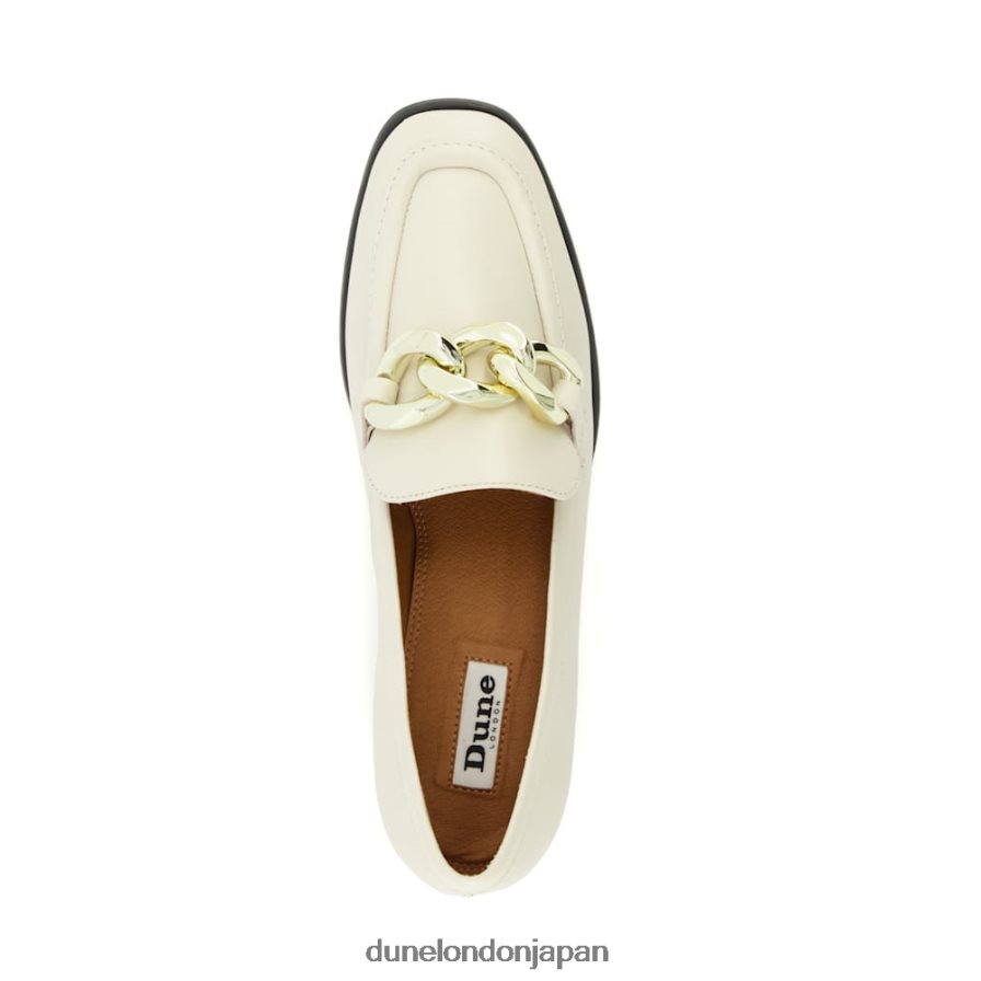 垣間見る チェーントリム ローファー 生成り 女性 Dune London 4JB82R125