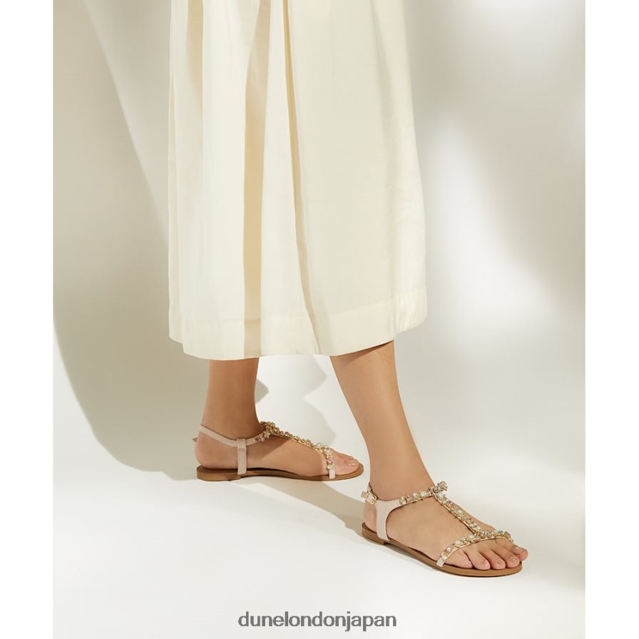 ニッサ ジュエル装飾 フラットサンダル 生成り 女性 Dune London 4JB82R126