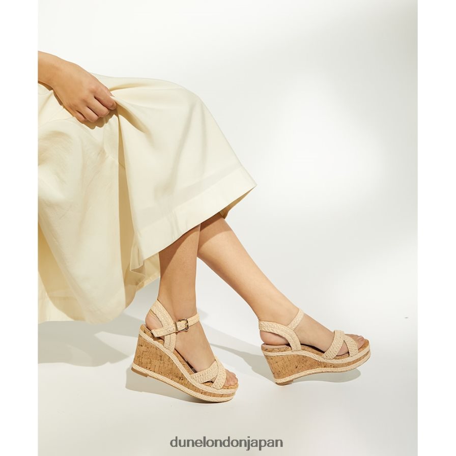 ケリサ ブレイドクロスストラップ コルクウェッジサンダル 自然 女性 Dune London 4JB82R127