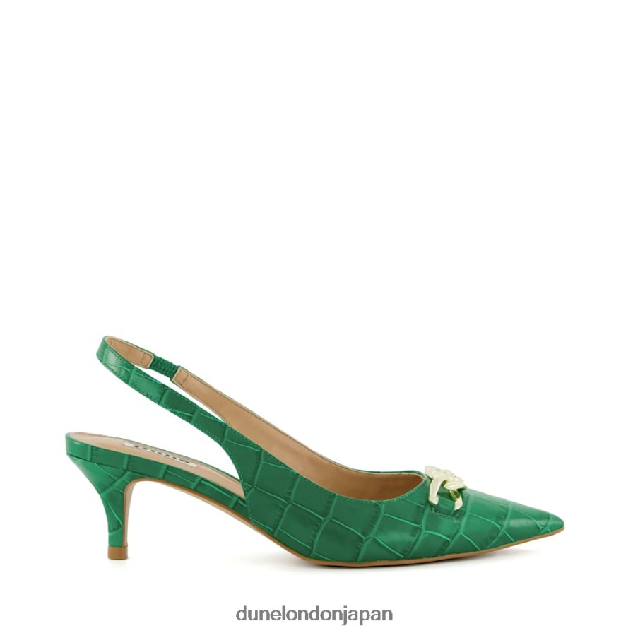 現在 チェーントリムスリングバック キトゥンヒールコート 緑 女性 Dune London 4JB82R132