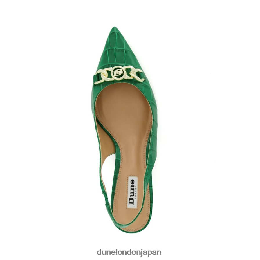現在 チェーントリムスリングバック キトゥンヒールコート 緑 女性 Dune London 4JB82R132