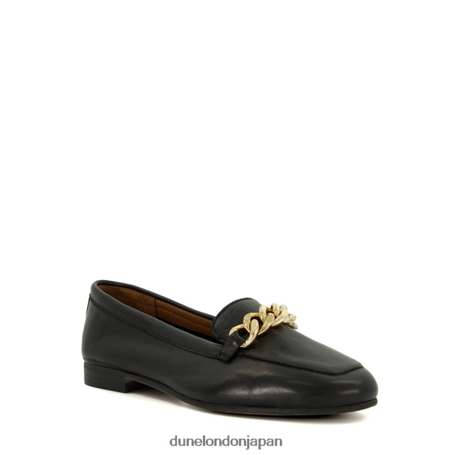 金細工師 ワイドフィット チェーントリム レザーローファー 黒 女性 Dune London 4JB82R148