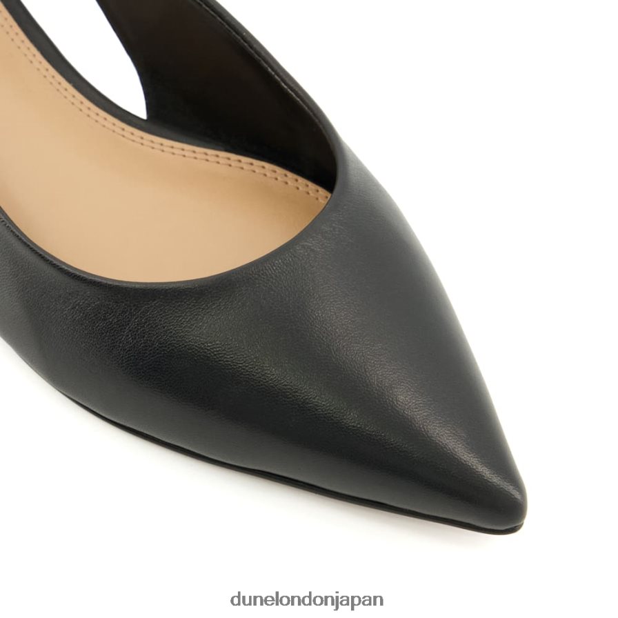 高める レザーフラットスリングバックバレエシューズ 黒 女性 Dune London 4JB82R151