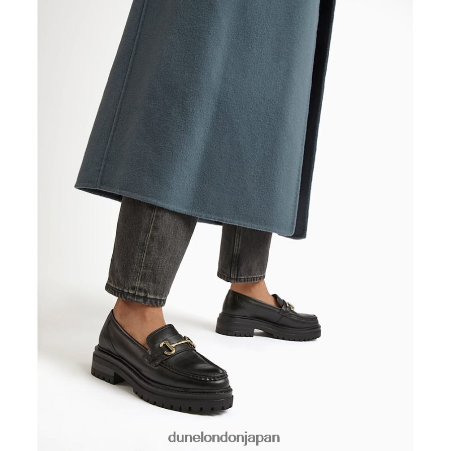 ギャラガー ワイドフィット チャンキー スナッフルトリム ローファー 黒 女性 Dune London 4JB82R156