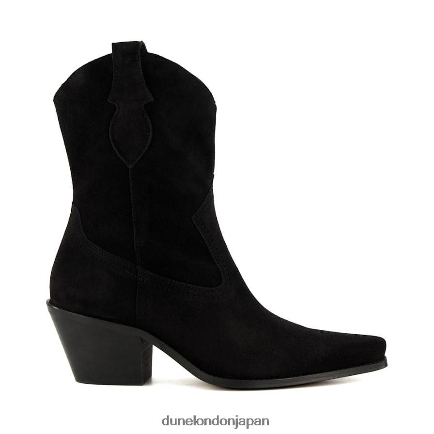 寛大な ヒールのあるウエスタンブーツ 黒 女性 Dune London 4JB82R158