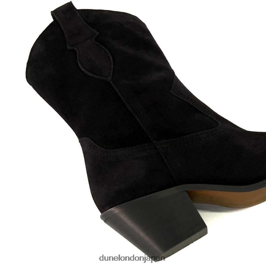 寛大な ヒールのあるウエスタンブーツ 黒 女性 Dune London 4JB82R158
