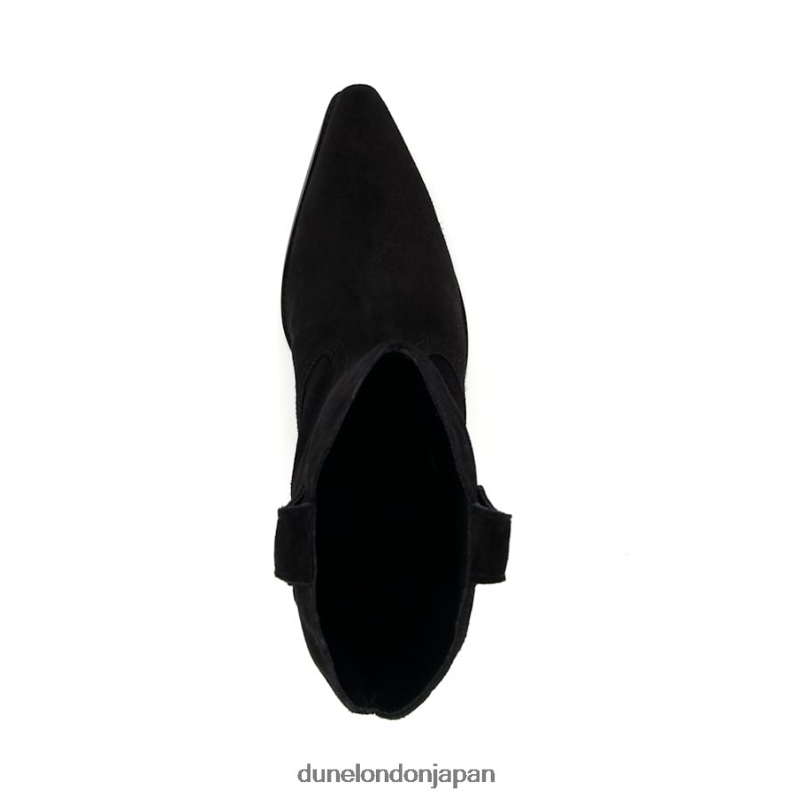 寛大な ヒールのあるウエスタンブーツ 黒 女性 Dune London 4JB82R158