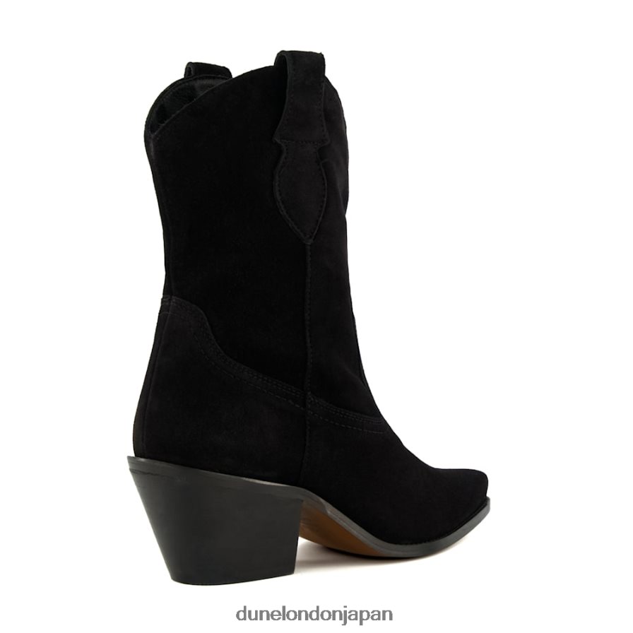 寛大な ヒールのあるウエスタンブーツ 黒 女性 Dune London 4JB82R158