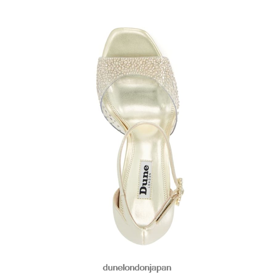メーガン妃 ホットストーンストラップヒールサンダル 金 女性 Dune London 4JB82R164