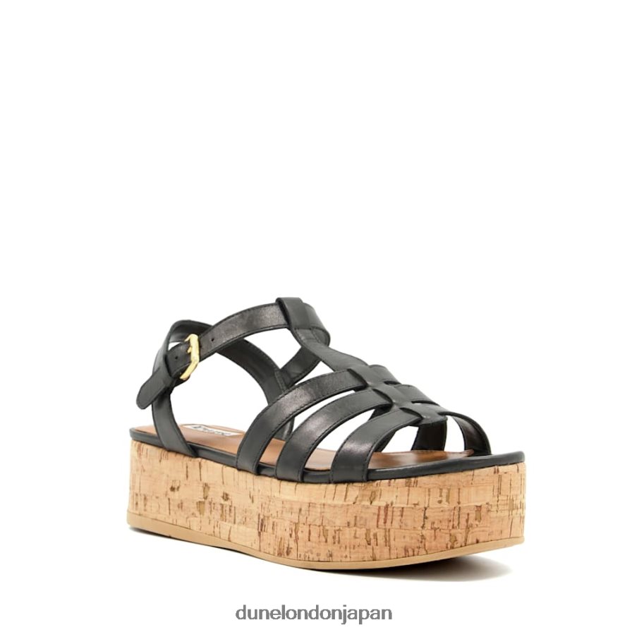 レンズン ストラップ付きコルクフラットサンダル 黒 女性 Dune London 4JB82R165