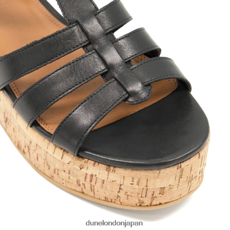 レンズン ストラップ付きコルクフラットサンダル 黒 女性 Dune London 4JB82R165