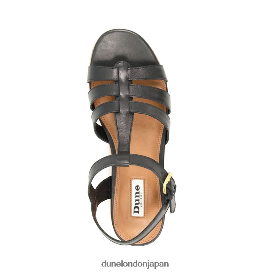 レンズン ストラップ付きコルクフラットサンダル 黒 女性 Dune London 4JB82R165