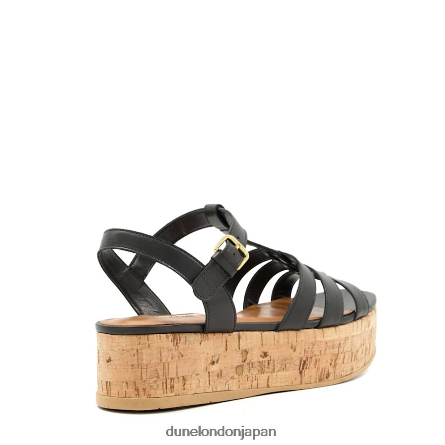 レンズン ストラップ付きコルクフラットサンダル 黒 女性 Dune London 4JB82R165