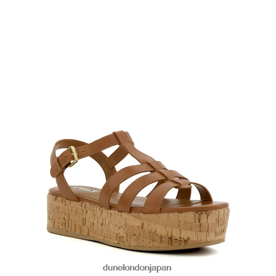 レンズン ストラップ付きコルクフラットサンダル 黄褐色 女性 Dune London 4JB82R166