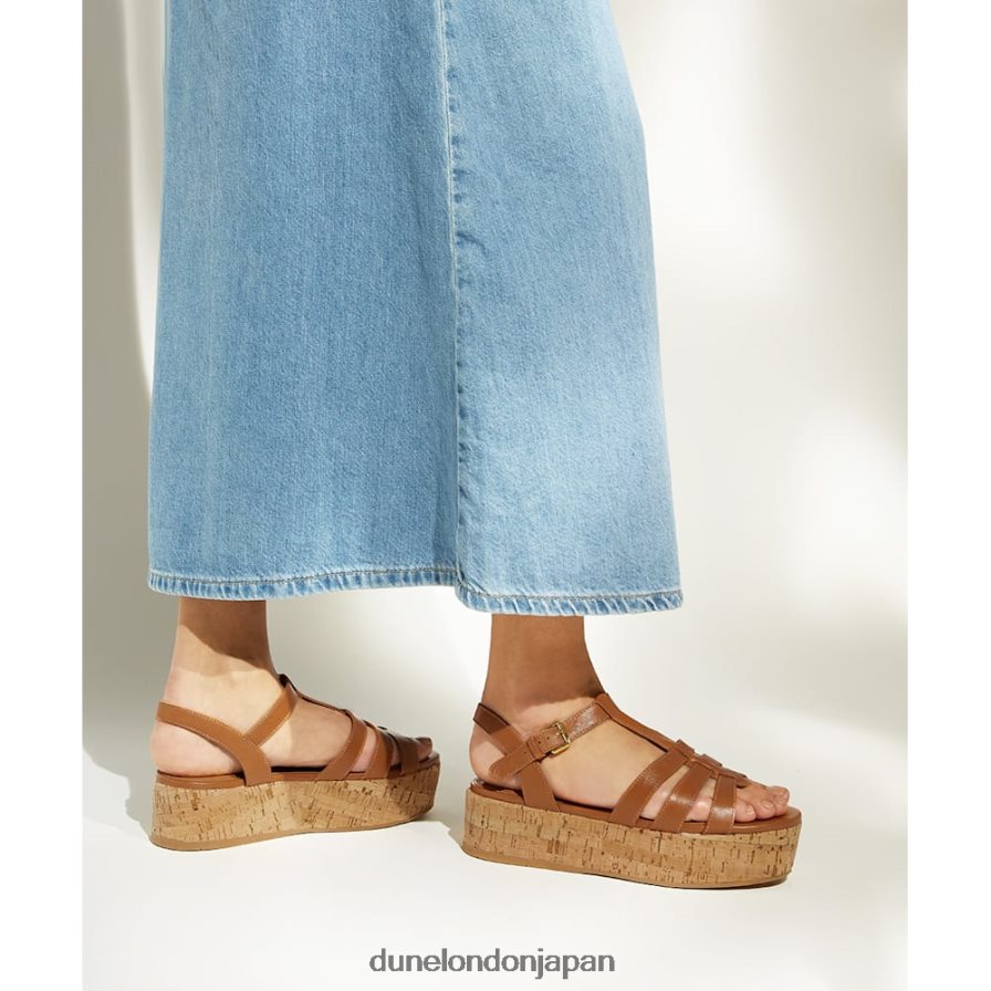 レンズン ストラップ付きコルクフラットサンダル 黄褐色 女性 Dune London 4JB82R166