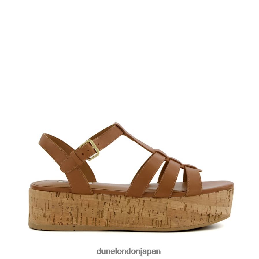 レンズン ストラップ付きコルクフラットサンダル 黄褐色 女性 Dune London 4JB82R166