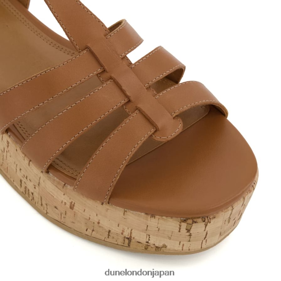 レンズン ストラップ付きコルクフラットサンダル 黄褐色 女性 Dune London 4JB82R166