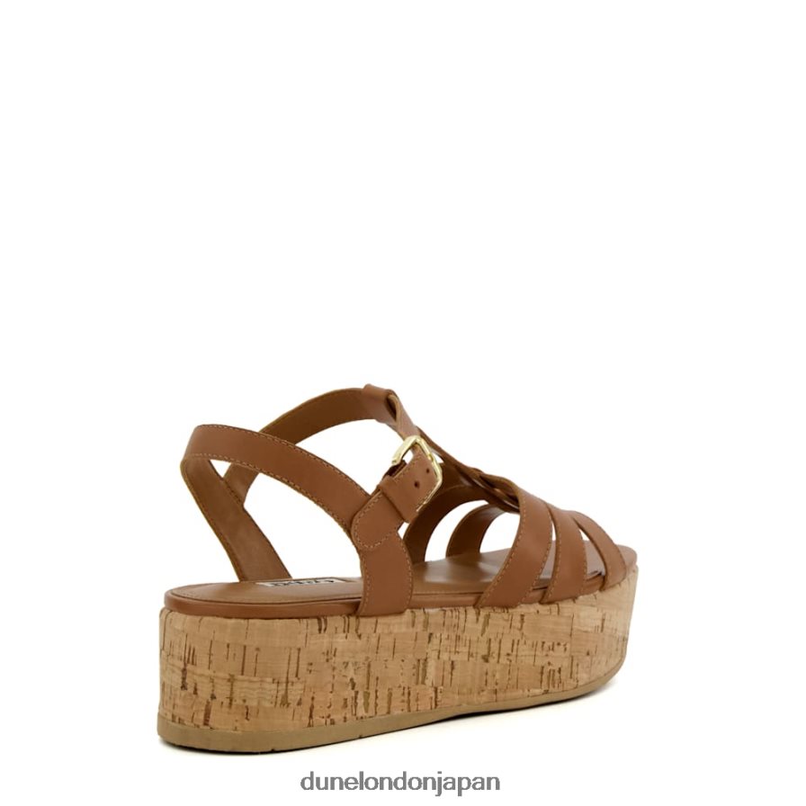 レンズン ストラップ付きコルクフラットサンダル 黄褐色 女性 Dune London 4JB82R166