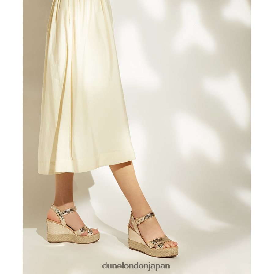 親切 エスパドリーユ ウェッジヒール サンダル 金 女性 Dune London 4JB82R171
