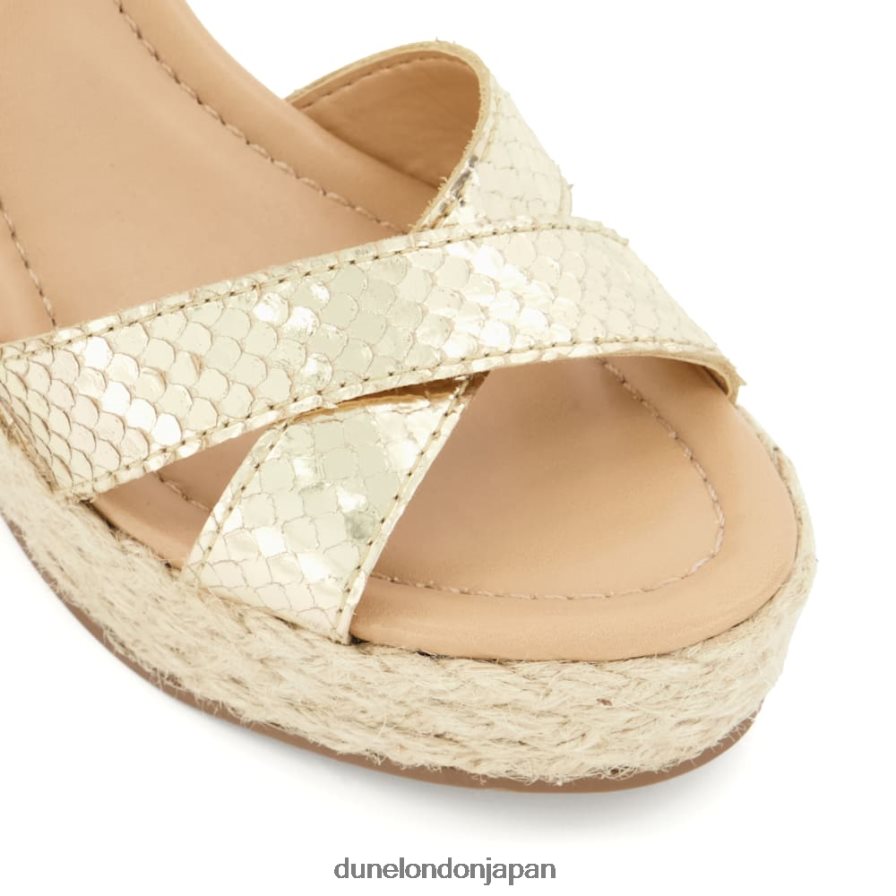 親切 エスパドリーユ ウェッジヒール サンダル 金 女性 Dune London 4JB82R171