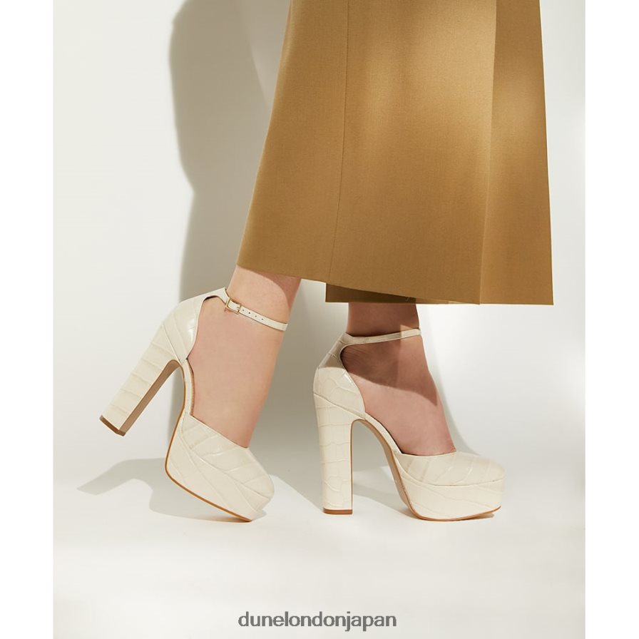 コンテスト クロコプリントレザープラットフォームメリージェーンシューズ 生成り 女性 Dune London 4JB82R173