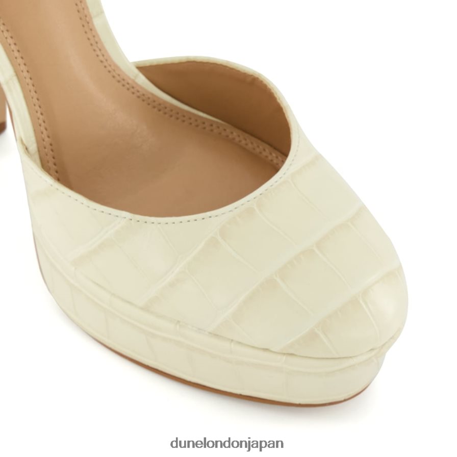 コンテスト クロコプリントレザープラットフォームメリージェーンシューズ 生成り 女性 Dune London 4JB82R173