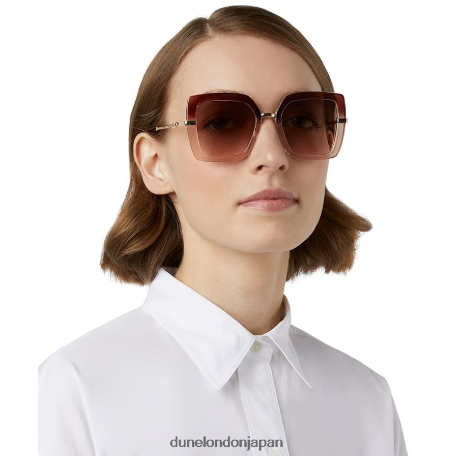 ジンジャー ツートンカラーのオーバーサイズサングラス ミンク 女性 Dune London 4JB82R175