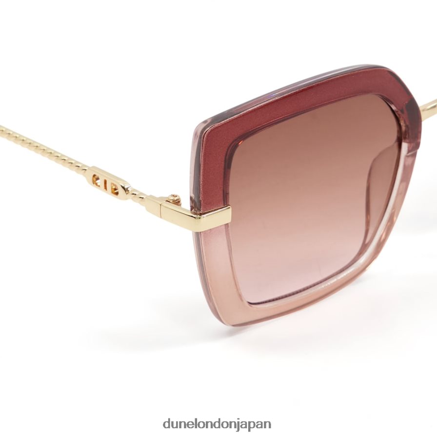 ジンジャー ツートンカラーのオーバーサイズサングラス ミンク 女性 Dune London 4JB82R175
