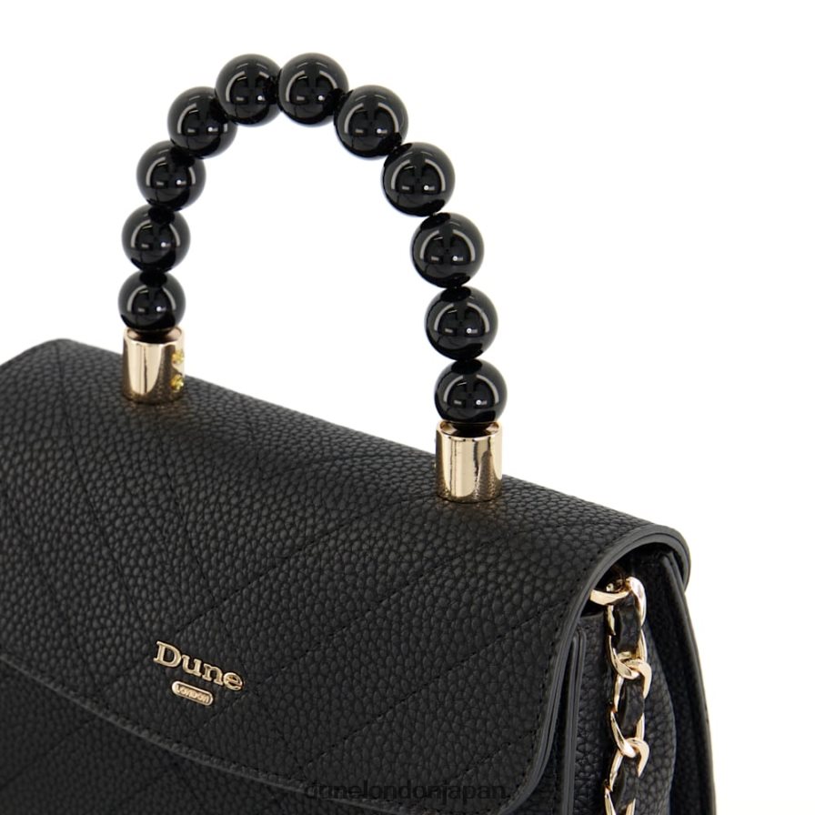 点 スモールビーズハンドル キルティング グラブバッグ 黒 女性 Dune London 4JB82R188
