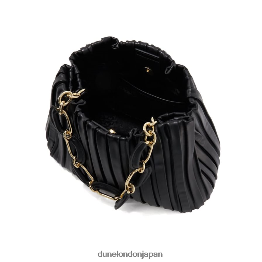 ドミニー ミディアムプリーツ チェーンハンドル スラウチバッグ 黒 女性 Dune London 4JB82R18