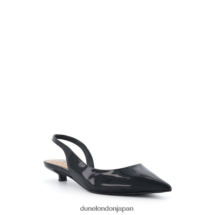 穏やかな キトゥンヒール スリングバック コートシューズ 黒 女性 Dune London 4JB82R19