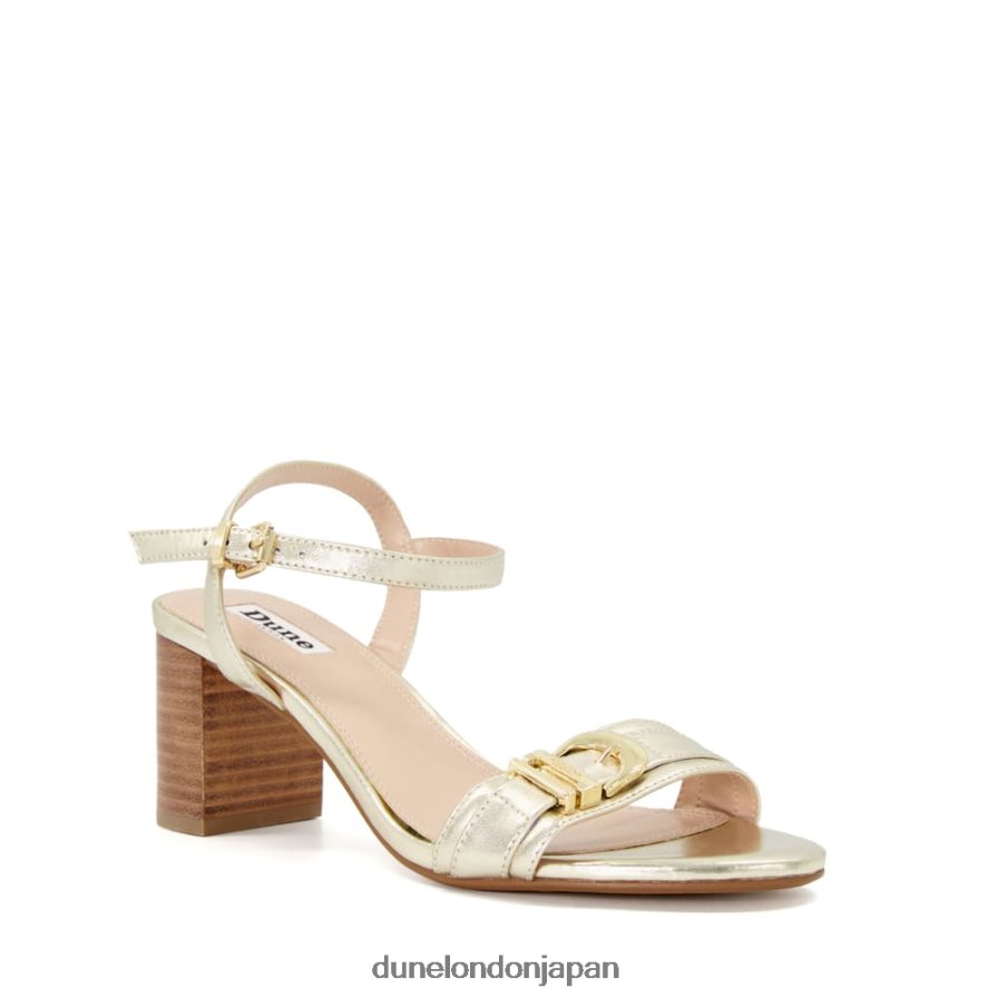 ジェシー バックルストラップ ブロックヒール サンダル 金 女性 Dune London 4JB82R192