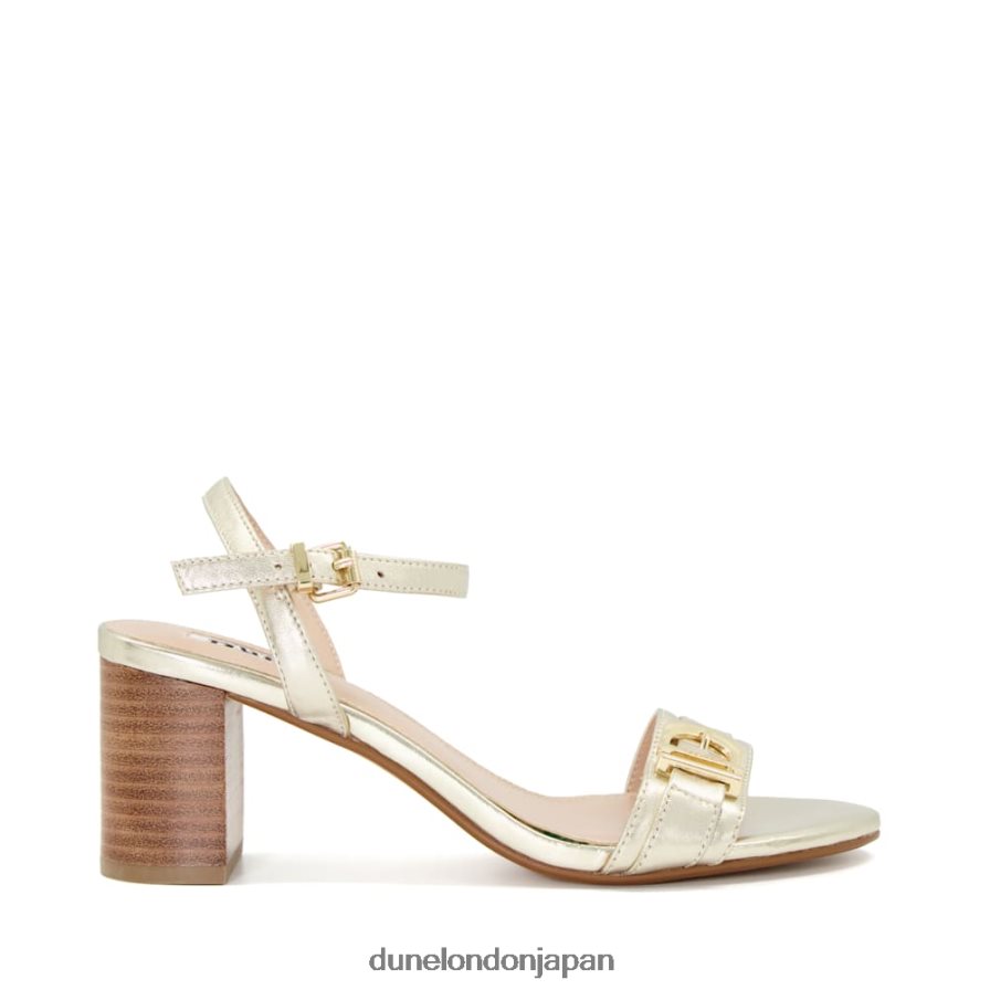 ジェシー バックルストラップ ブロックヒール サンダル 金 女性 Dune London 4JB82R192