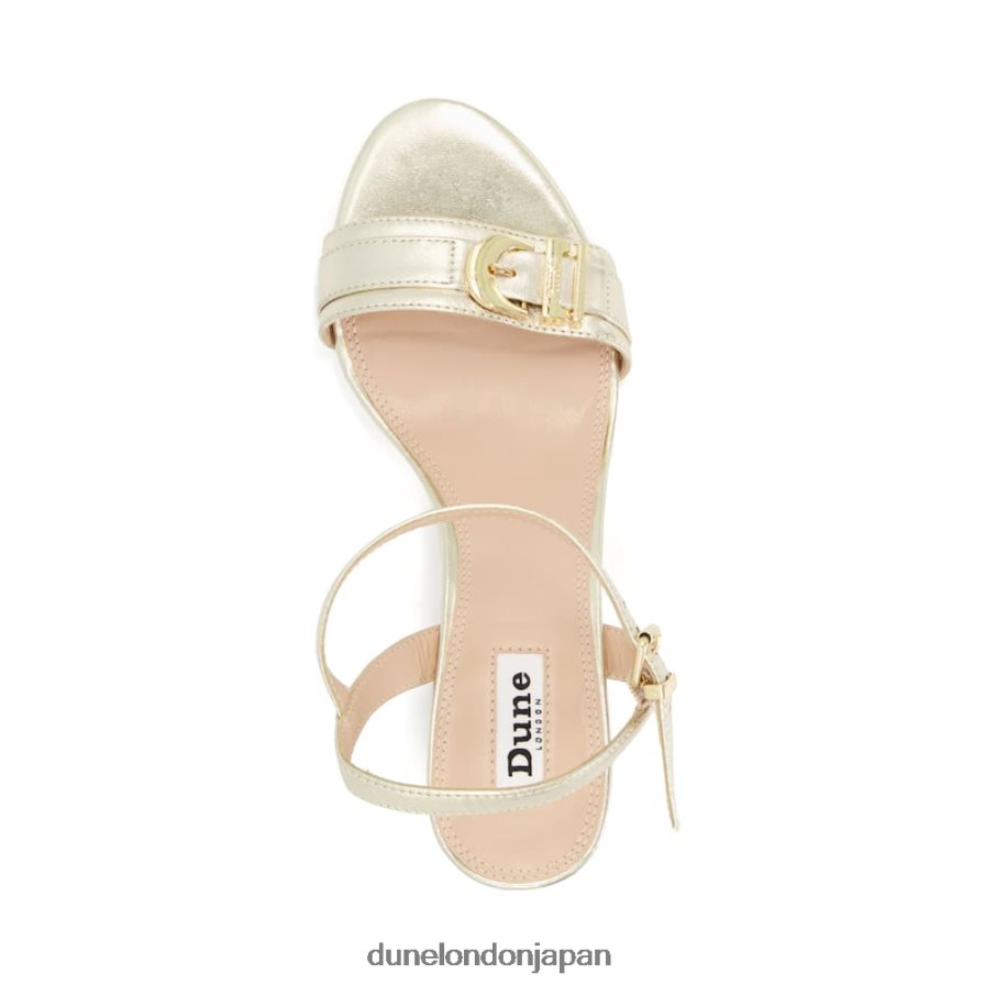ジェシー バックルストラップ ブロックヒール サンダル 金 女性 Dune London 4JB82R192